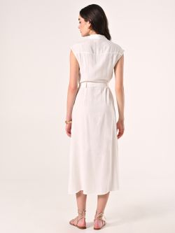 Kleid aus Leinen und Viskose in Weiß det_3