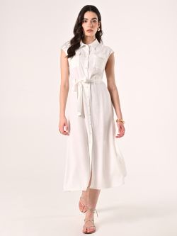 Kleid aus Leinen und Viskose in Weiß in_i7