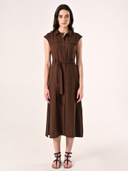 Kleid aus Leinen und Viskose in Braun det_1