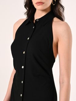 Hemdblusenkleid aus Leinen und Viskose in Schwarz in_i5