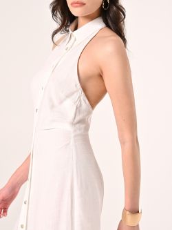 Hemdblusenkleid aus Leinen und Viskose in Weiß in_i5