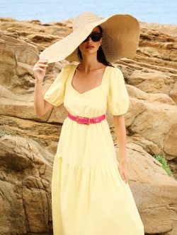 Gelbes Kleid aus Baumwollmischung sp_e1