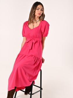Abito Fuxia in Misto Cotone  sp_e1
