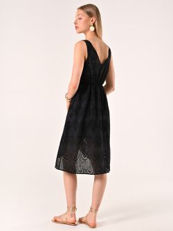 Wrap Sheath Dress in Black Sangallo det_3