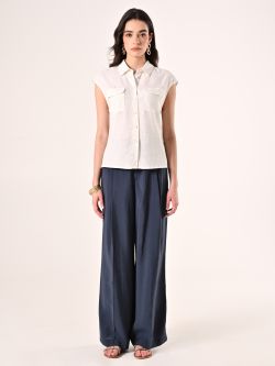 Bluse aus Leinen und Viskose in Weiß det_1