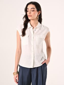 Bluse aus Leinen und Viskose in Weiß in_i7