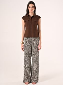 Bluse aus Leinen und Viskose in Braun det_1