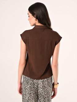 Bluse aus Leinen und Viskose in Braun det_3
