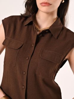 Bluse aus Leinen und Viskose in Braun in_i5