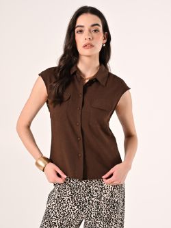 Bluse aus Leinen und Viskose in Braun in_i7