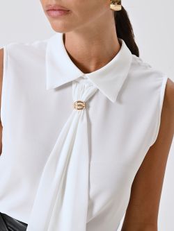 Top Bianco con Colletto Lavalliere in_i5