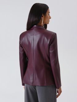 Burgundy Faux Leather Jacket det_3