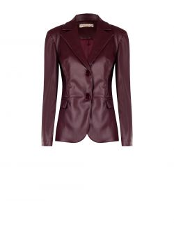 Burgundy Faux Leather Jacket det_4