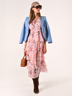 Long Flouncy Floral-print Dress in_i7