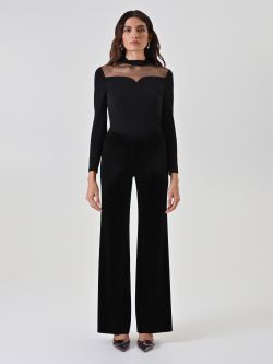 Black Velvet Flare Trousers det_1