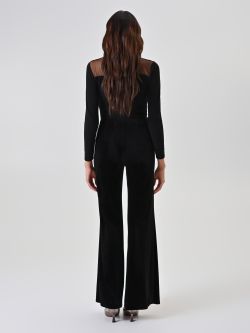 Black Velvet Flare Trousers det_3