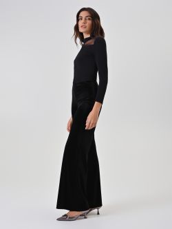 Black Velvet Flare Trousers in_i7