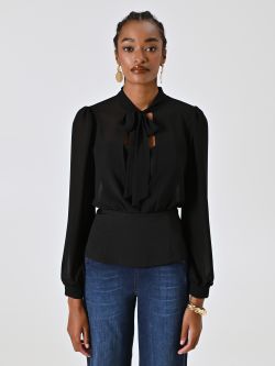 Blusa bustier negra con lazo det_2