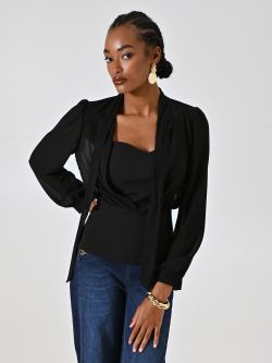 Blusa bustier negra con lazo in_i7