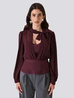 Blouse bordeaux bustier avec nœud det_2