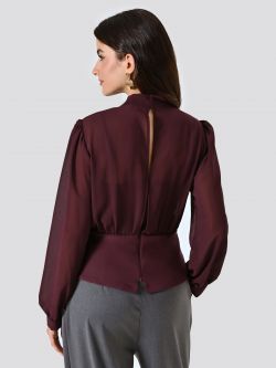 Blouse bordeaux bustier avec nœud det_3