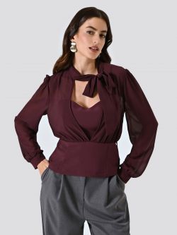 Blouse bordeaux bustier avec nœud in_i7