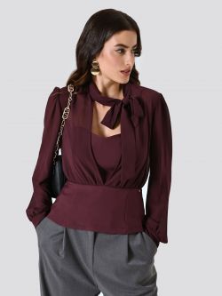 Blouse bordeaux bustier avec nœud sp_e1