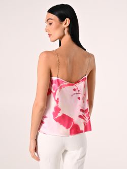 Top mit Schmuck-Trägern und Blumenmuster in Kamelienrosa det_3