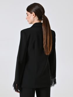 Chaqueta de cady negro con inserciones de encaje det_3