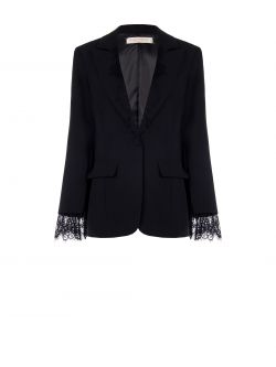 Chaqueta de cady negro con inserciones de encaje det_4