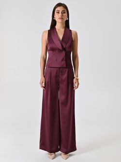 Weste in Bordeaux aus Satin det_1