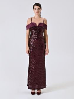 Langes Paillettenkleid in Bordeaux det_1