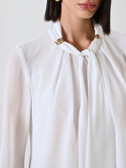 White Blouse with Bow and Gold Details in_i5