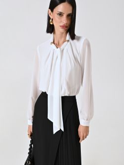 White Blouse with Bow and Gold Details sp_e1