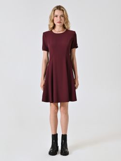 Kleid mit Tellerrock in Bordeaux aus Cady det_1