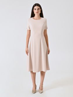 Vestido de vuelo beige claro det_1