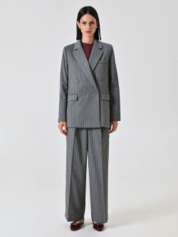 Zweireihige Jacke in Grau mit Nadelstreifen det_1