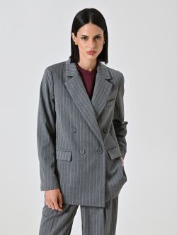 Zweireihige Jacke in Grau mit Nadelstreifen in_i7