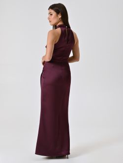 Abito Lungo Bordeaux con Scollo all'Americana det_3