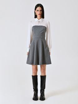 Vestido de raya diplomática con blusa en georgette det_1