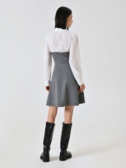 Vestido de raya diplomática con blusa en georgette det_3
