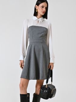 Vestido de raya diplomática con blusa en georgette sp_e1