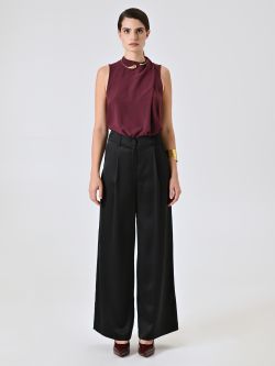 Pantalon noir en satin det_1