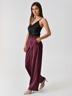 Pantalón en satén burdeos in_i7