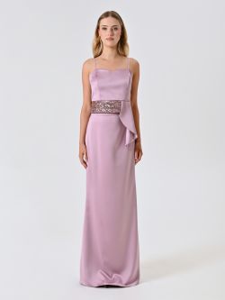 Top in Malvenrosa aus Satin mit Pailletten det_1
