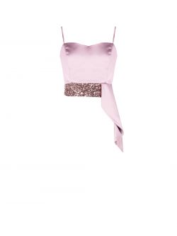 Top in Malvenrosa aus Satin mit Pailletten det_4