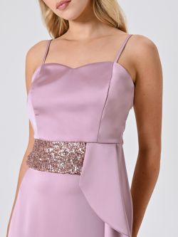Top in Malvenrosa aus Satin mit Pailletten in_i5