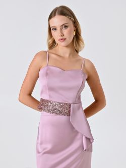 Top in Malvenrosa aus Satin mit Pailletten in_i7
