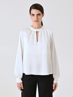 White Satin Blouse with Cut-Out Detail det_2