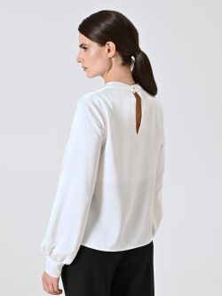 White Satin Blouse with Cut-Out Detail det_3